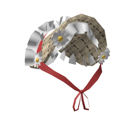 flower Straw hat red (small)