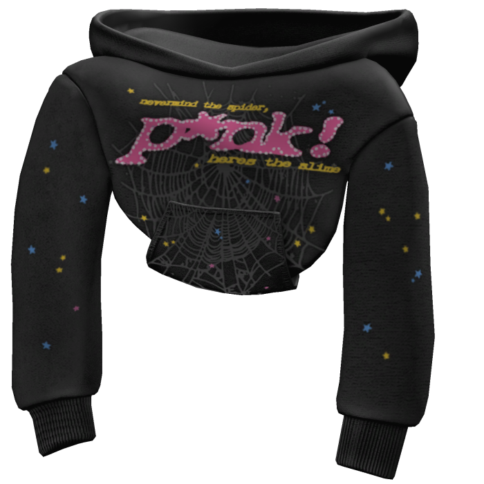 [1.0] Black and Pink Sp5der Shoulder Hoodie