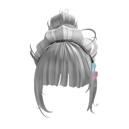 ☆ white kawaii harajuku messy bun with clips Roblox item