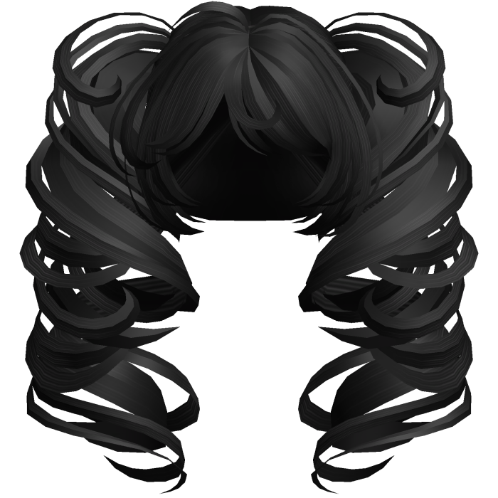 Big Twisted Curl Pigtails Hair in Platinum Black