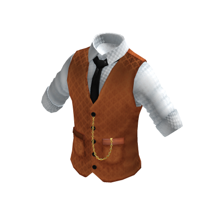Waistcoat | Rolled up Shirt | White & Orange