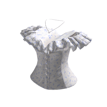 Floral Off Shoulder Ruffle Corset (White)