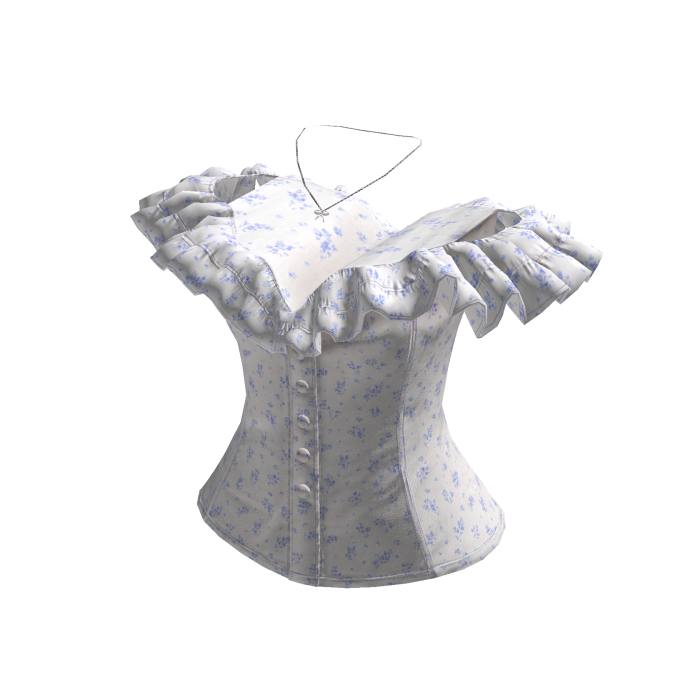 Floral Off Shoulder Ruffle Corset (White)