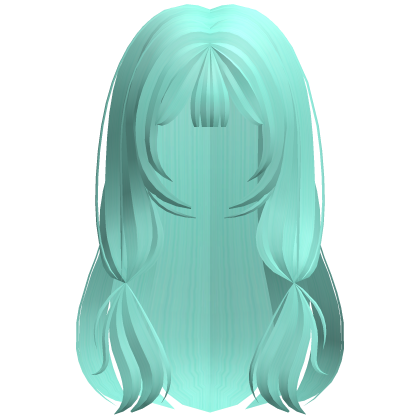 cutesy doll long wavy hair in cyan