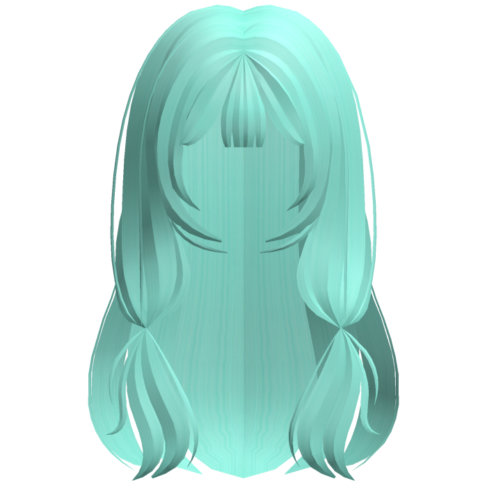 cutesy doll long wavy hair in cyan