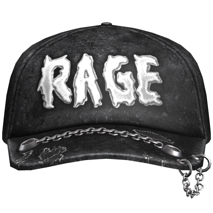 Rage Black Distressed Cap