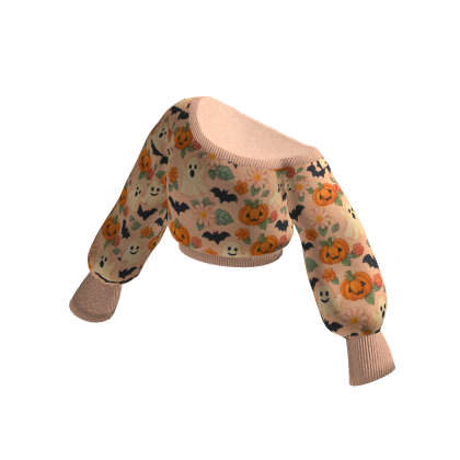 Beige Pumpkin One Shoulder Sweater
