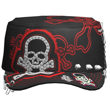 Grunge Punk Skull Cap Black&Red