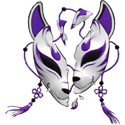 Purple Broken Japanese Kitsune Mask