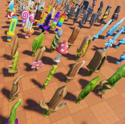 384 Low Poly Fantasy Sword & Weapon Models preview 2