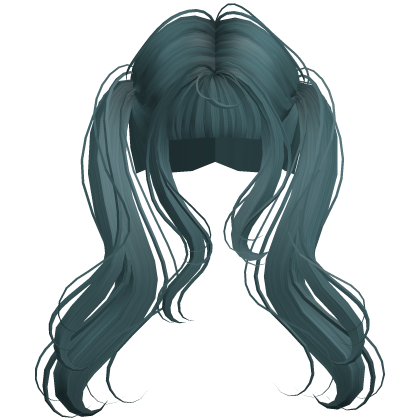 Dark Teal Cute Flowy High Pigtails