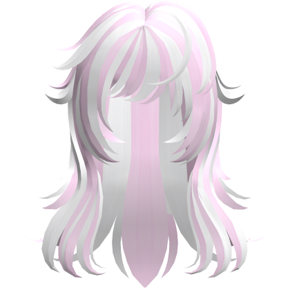 fluffy layered wolfcut in pink and white Roblox item