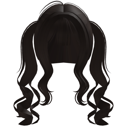 cute back curly pigtails w bangs in brown