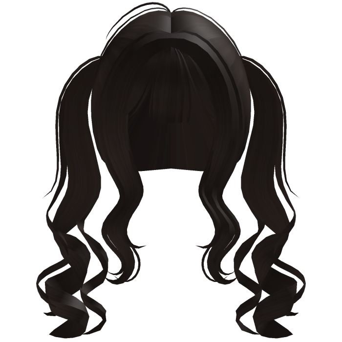 cute back curly pigtails w bangs in brown