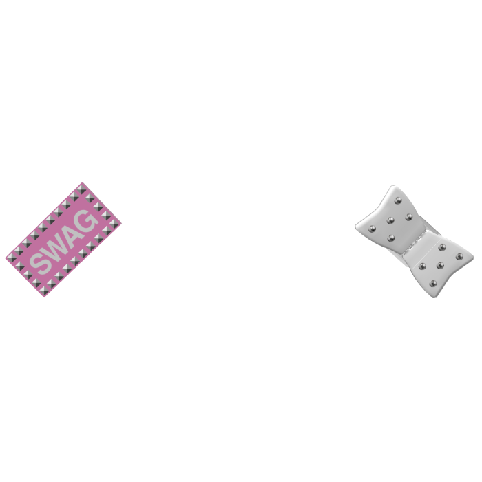 alt studded swag hair ties in pink & white