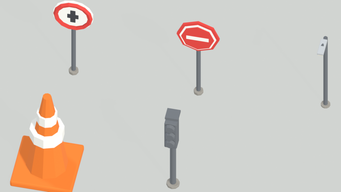 Low Poly Traffic Road Signs Street Props x12 preview 3