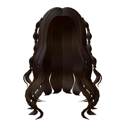 Long curly hair w/ Bubble braids (dark brown) Roblox item