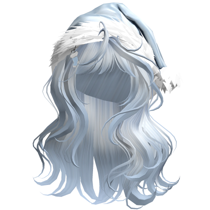 Sky Blue Lush Wavy Hair w/ Blue Santa Hat