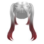 White w/ Red Anime Celebrity Pigtails
