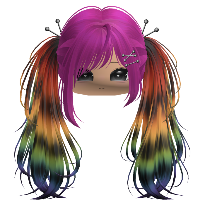 Rainbow Raccoon Y2K Emo Punk Pigtails w/ Pins