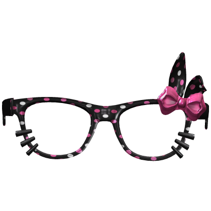 Pink & Black Polkadot Bunny Ear Glasses Bow Roblox item