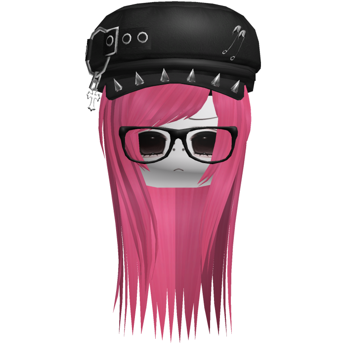 Vkei Moe Pink Long Scene Hair /w Punk Hat