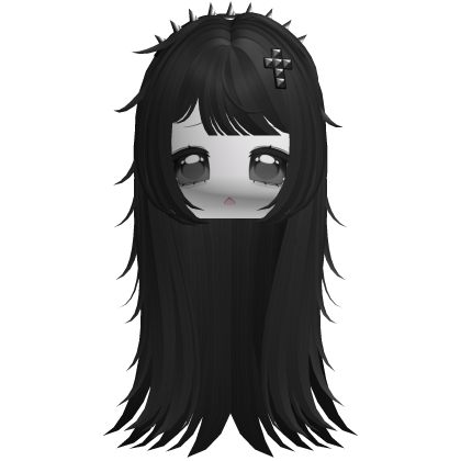 Vkei Moe Black Messy Hair /w Spiky Headband Roblox item