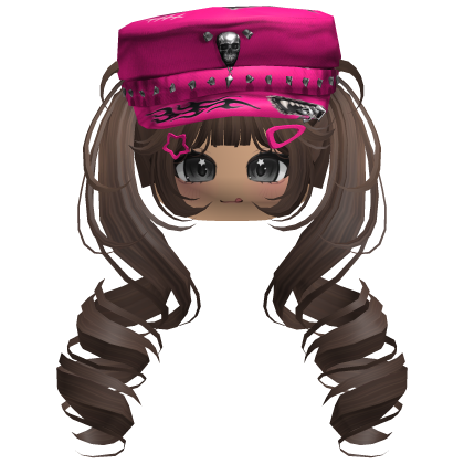 Brown Skull Y2K Cap Twirly Hair