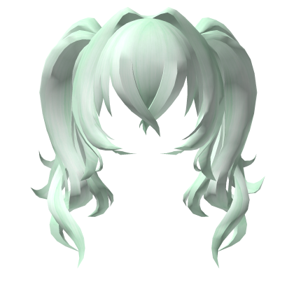 Cute Messy Anime Twintails Hair - Pastel Green Roblox item
