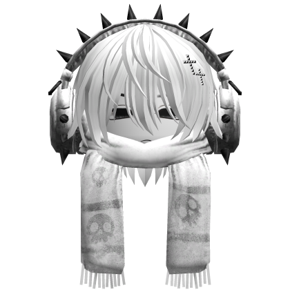 Boy Hair&Emo Headphones&Scarf White