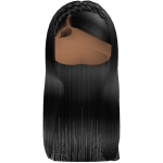 Cute Straight Hair w Braided Crown (Black)