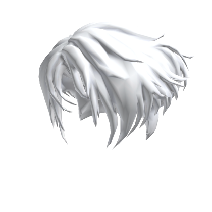 messy hair, vibrant white Roblox item