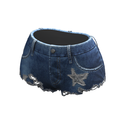 Y2K Ripped Denim Shorts Dark Blue