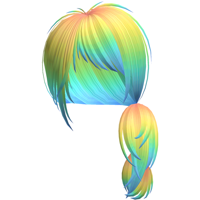 Emo Choppy Razor Cut Side Ponytail (Rainbow)
