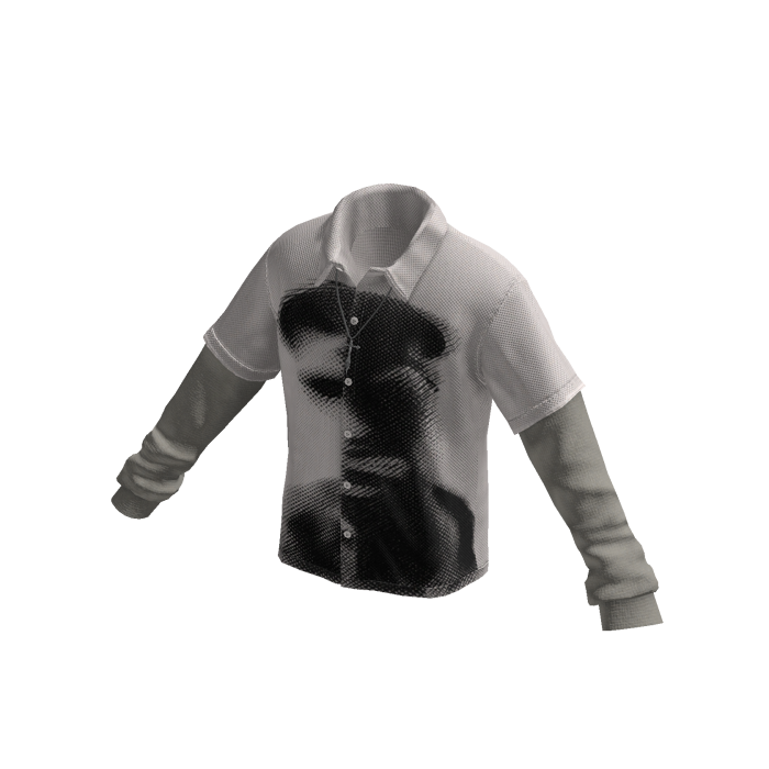 Grunge Graphic Button Up w/ Long Sleeve (White)
