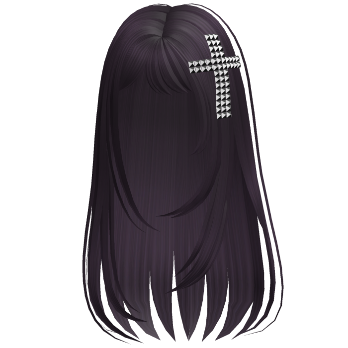 Delicate Straight Hair w Cross Purple