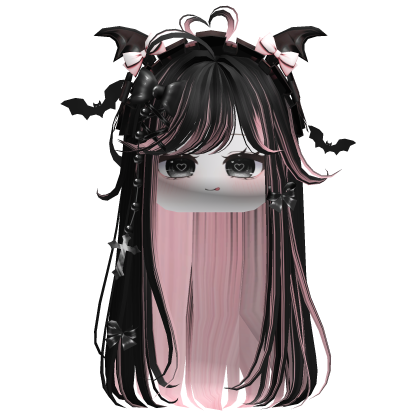 Vamp Straight  Hair w/Headband (Black&Pink)