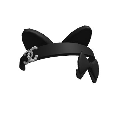 Black Designer Headband With Cat Ears and Bow