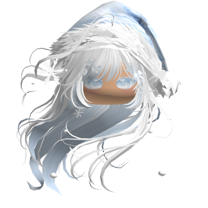 Windy Anime Hair w/Santa Hat (White)