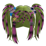 [Code: 22224] Gyaru Scene Pigtail Eyes Pink Strips
