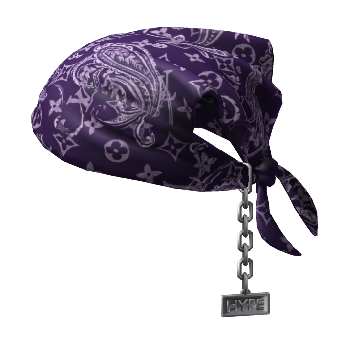 Tied LV Purple Paisley Bandana Hat with Chain 