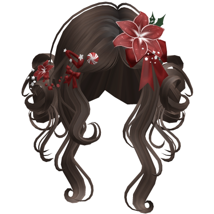 ♡ Christmas Flowery Twin Buns (Brown)