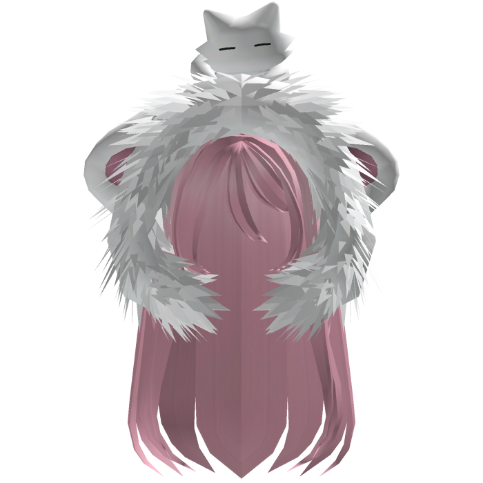 Light Pink Straight Hair W/ White Moe Hood Fur