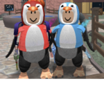 Blue and red piggy fans