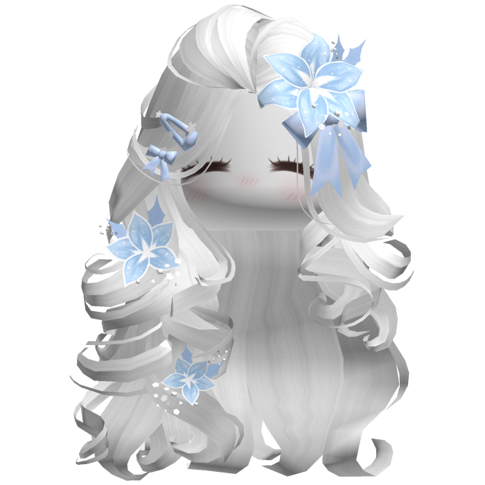 ♡ Christmas Blowout w/ Flowers (White & Blue)