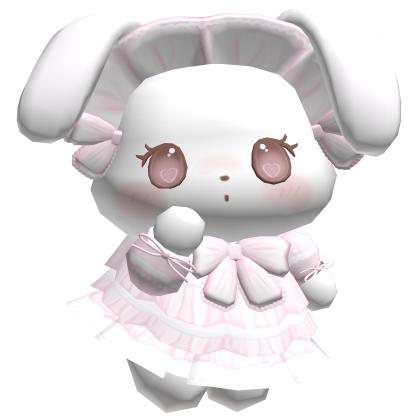 ꒰Cutest Fluffy Bunny Plushy w/ Baby Pink Dress