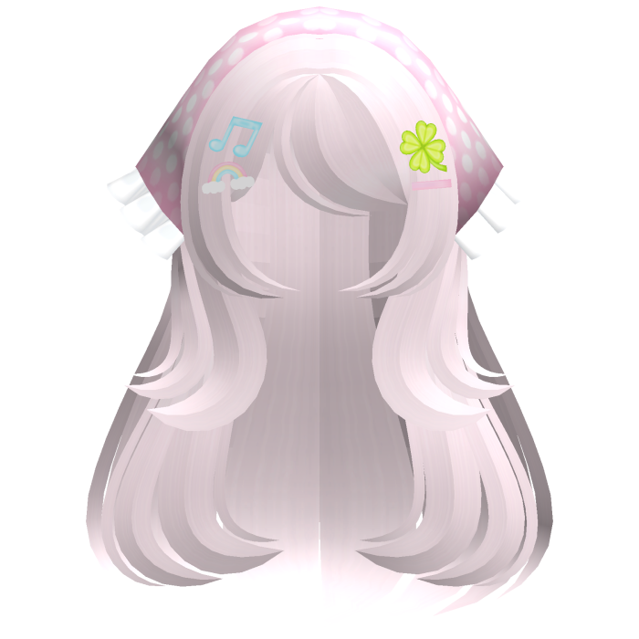 ♡ kawaii pink long hair w pink headkerchief