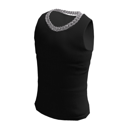 Black Tank Top w Iced Out Cuban Link thumbnail