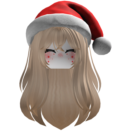 cute fluffy hair a Christmas hat beret (Blonde) Roblox item