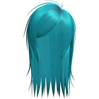 cute messy side part scene hair in teal Roblox item